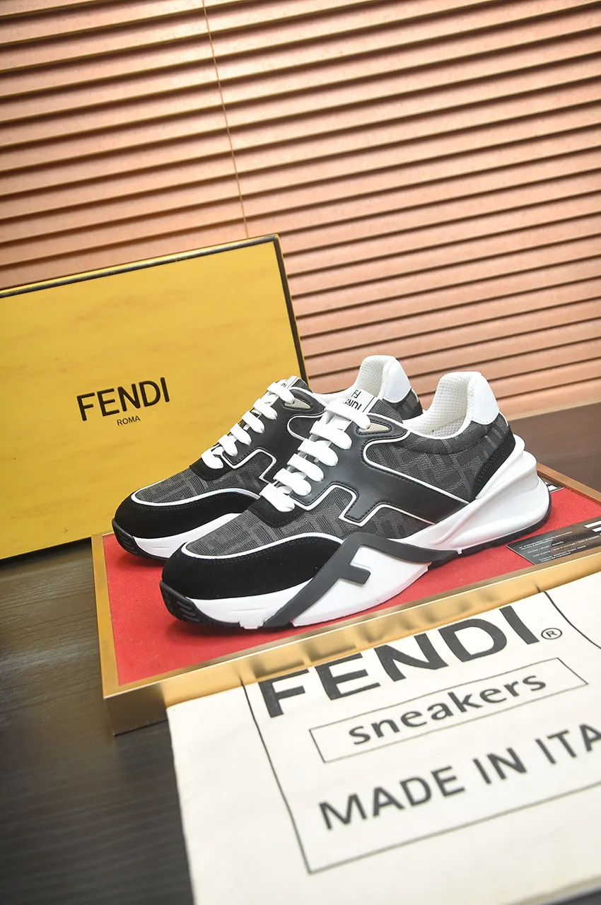 Men's shoes 💰600💶 [Fendi] The latest casual sports shoes 🔥 Many 💑 stars have the same style FD match. The original version is a one-to-one replica. Designer Kim Jones's first fendi match and Donkey brand Trainer basketball sneakers. Material: Original silk mesh. Lining: Breathable mesh. Packaging: Original 1:1 matching high-end packaging. Size: 38-45 (45 is custom-made and cannot be returned or exchanged)